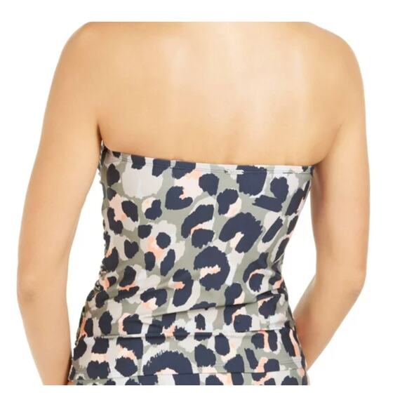 DKNY Womens Green Animal Print Tie Front Swim Top Tankini Small NWT - Picture 3 of 3
